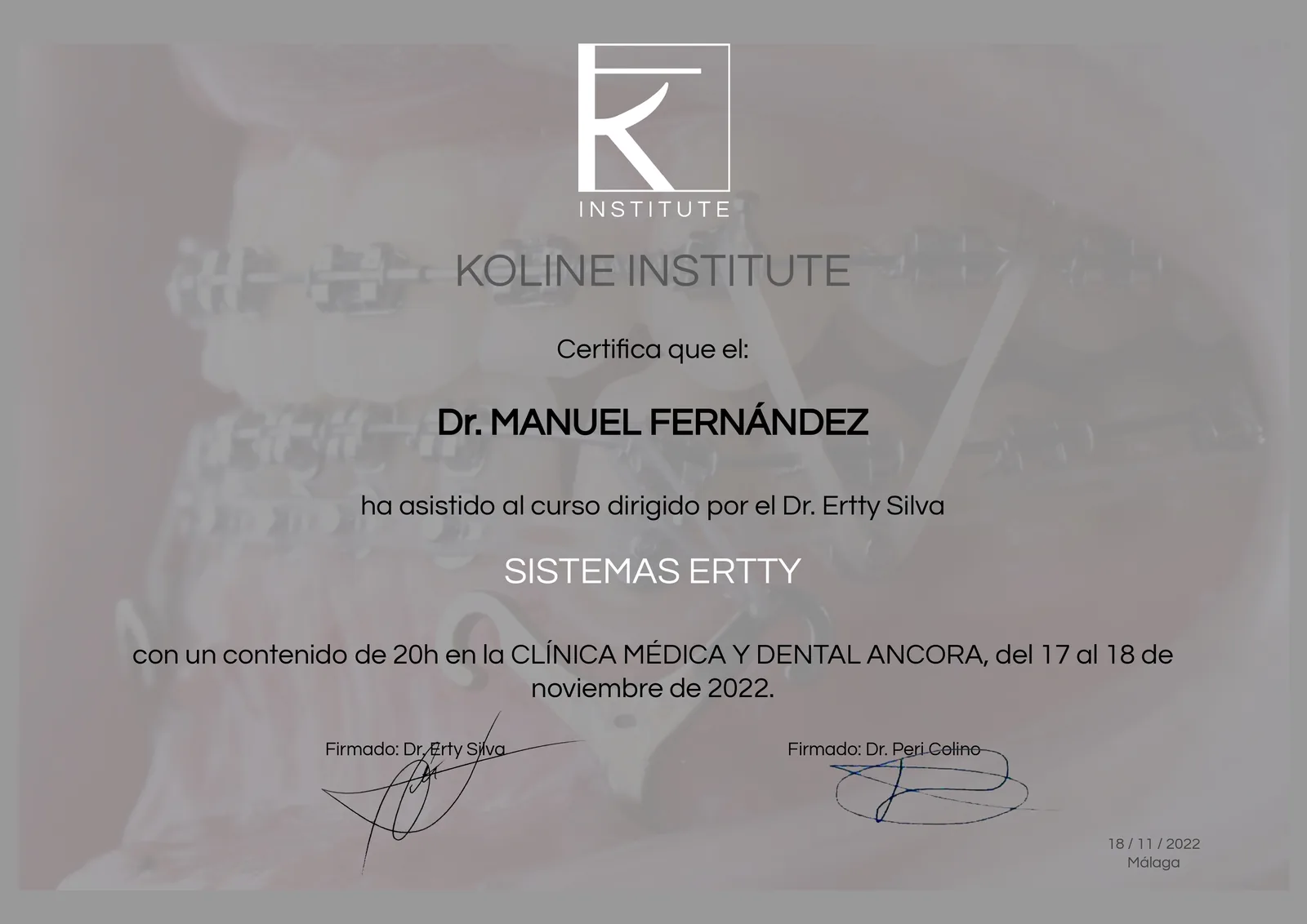 Curso Sistemas Ertty con el Dr. Ertty Silva · Koline Institute, Clínica Áncora, 2022